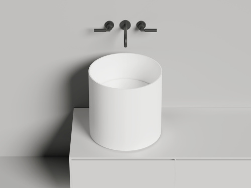 Раковина из искусственного камня S-Stone Salini ARMONIA 130423TM 50х50 накладная цвет белый 1 отверстие под смеситель - фото 4